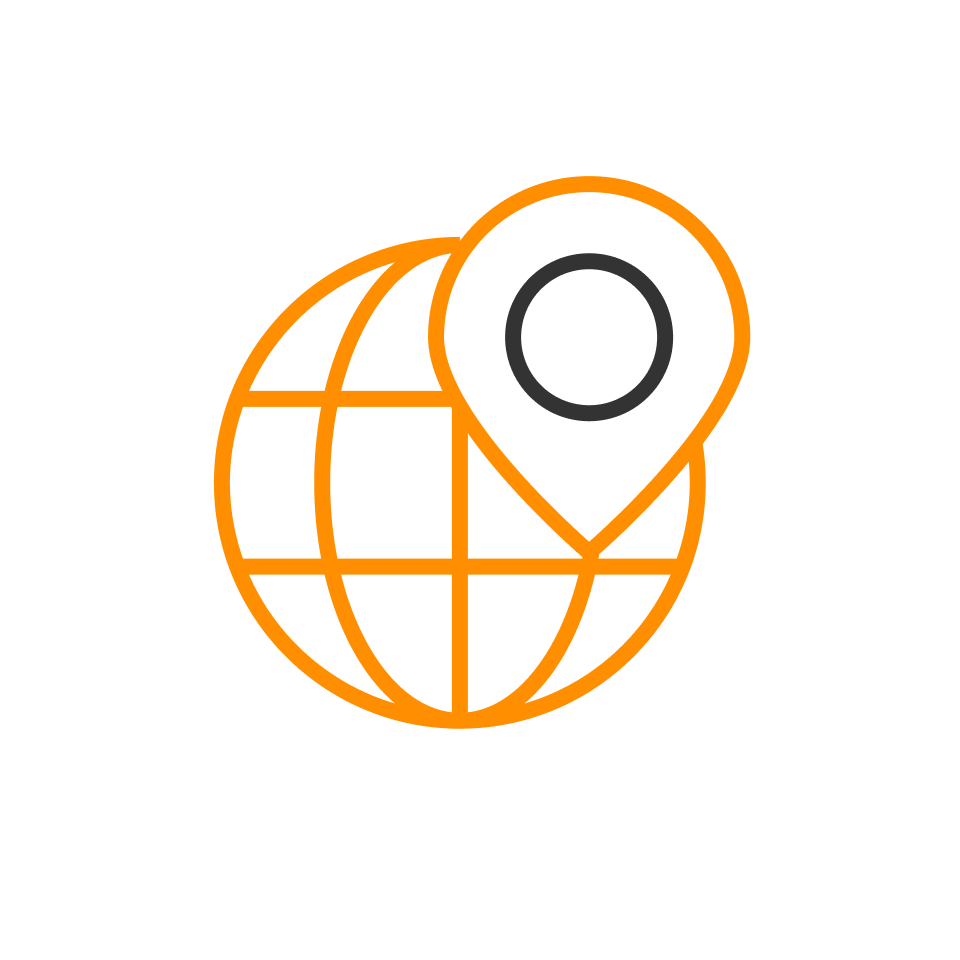 Globe icon with pin vector transparent