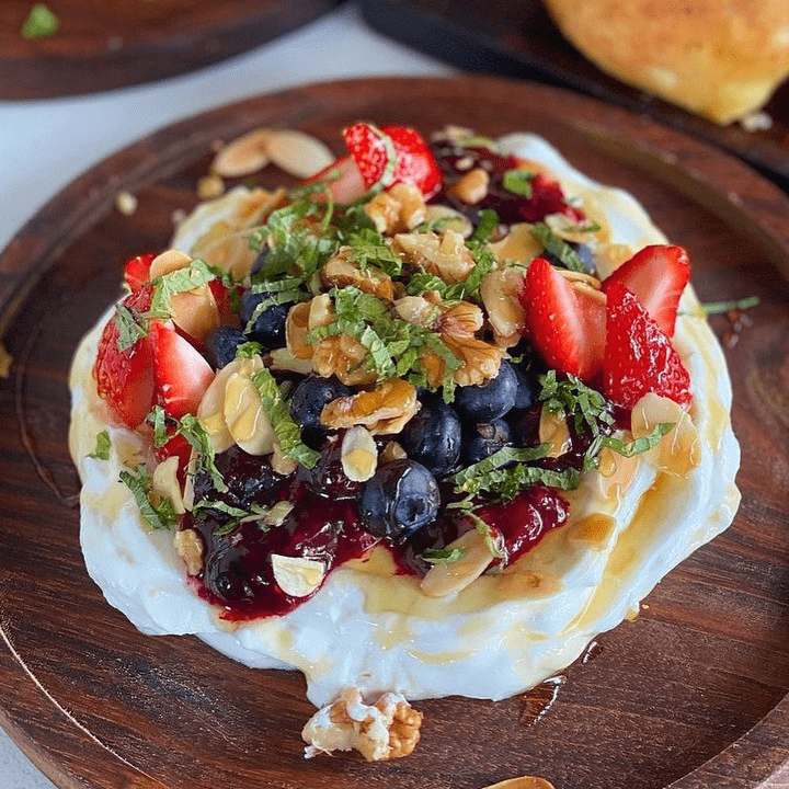 A serving of Greek yogurt from Blu Kouzina