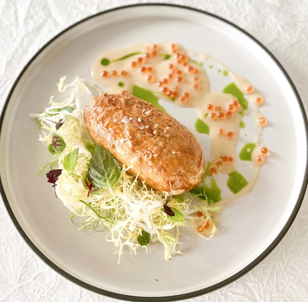 Close-up of a fine dining dish from Vineyard