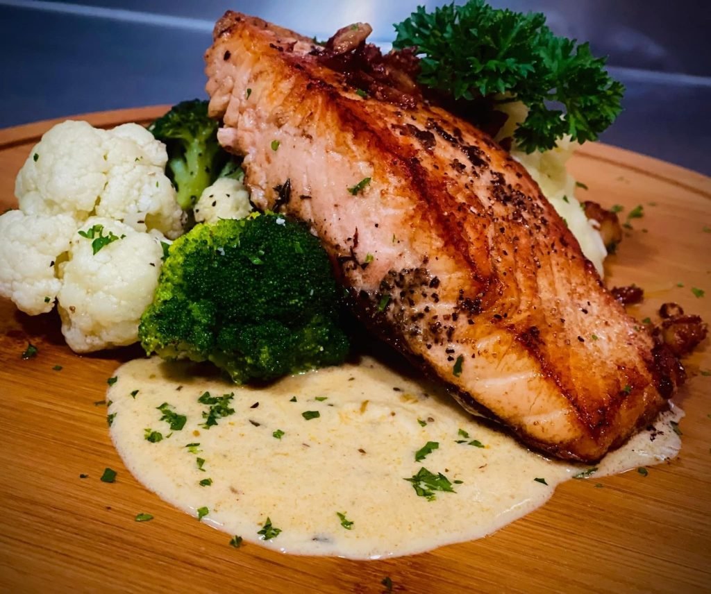 A pan-seared salmon fillet from 1 Tyrwhitt Bistro Bar