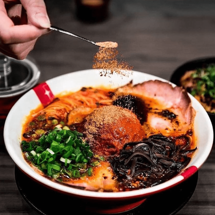 ramen bowl with toppings