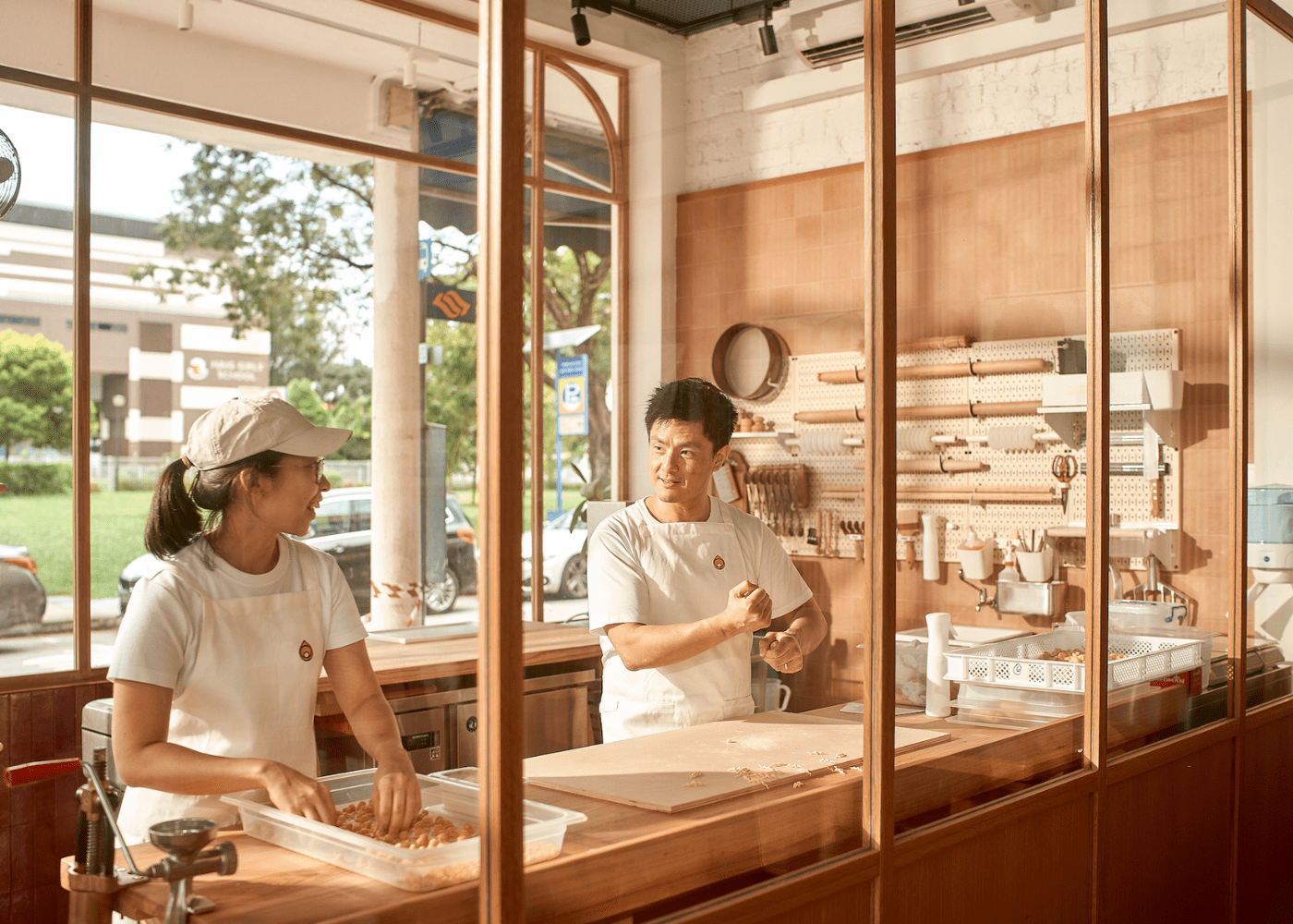 two forma restaurant chef talking together