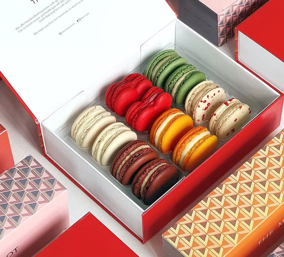 Colourful Macarons in the a box