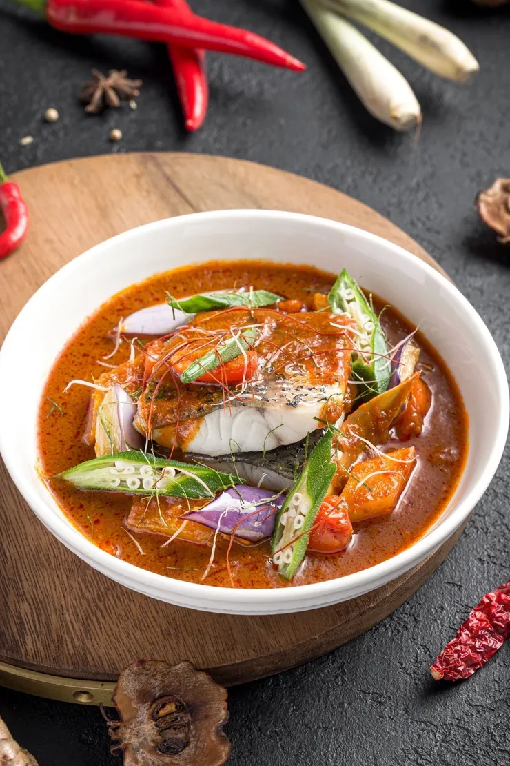 A bowl of Peranakan assam fish curry