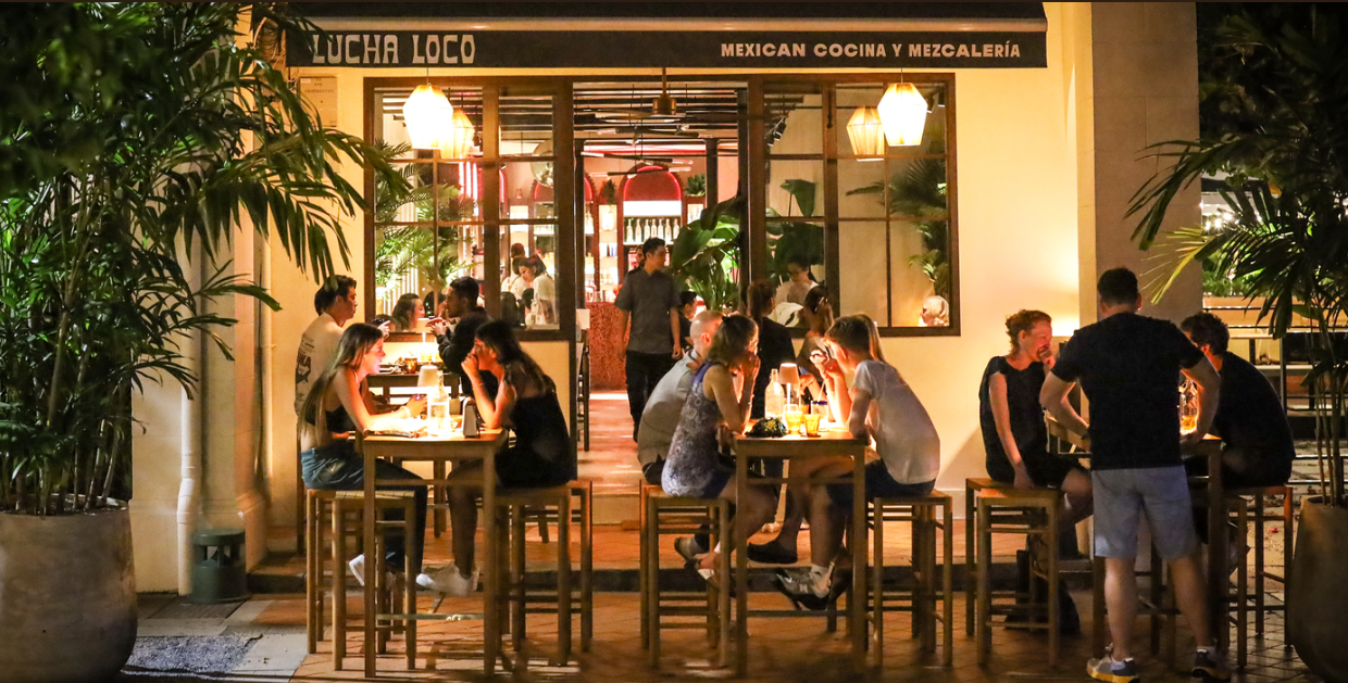 lucha loco storefront and outdoor seating