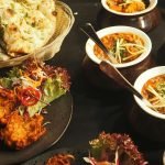Table spread of Indian food