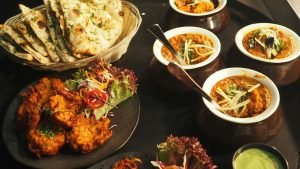 Table spread of Indian food