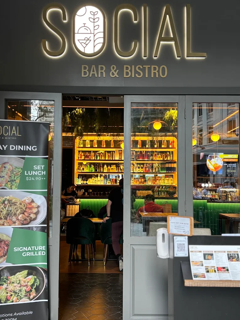 Entrance to Social Bar & Bistro in Singapore